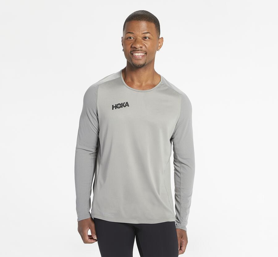 Hoka One One Top Panske Siva - Performance Dlho Sleeve - 70184-IFDK